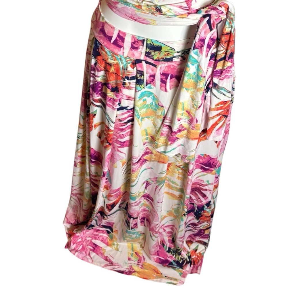 The Curve by Judani 3X Maki Skirt Top Crop Tie Wrap Shirt Floral 2 PC - Picture 5 of 12